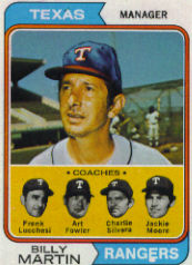 1974 Topps Baseball Cards      379     Billy Martin MG